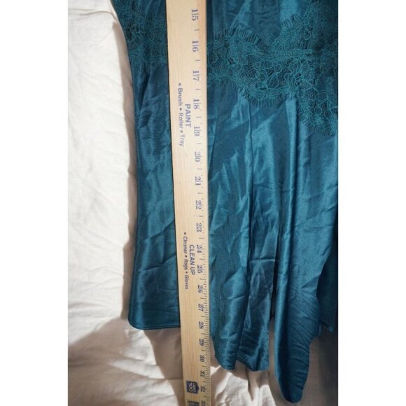 ✨ Victoria's Secret XXL Teal Satin Lace Romper One Piece Pajama Lingerie Sleep - Picture 7 of 11